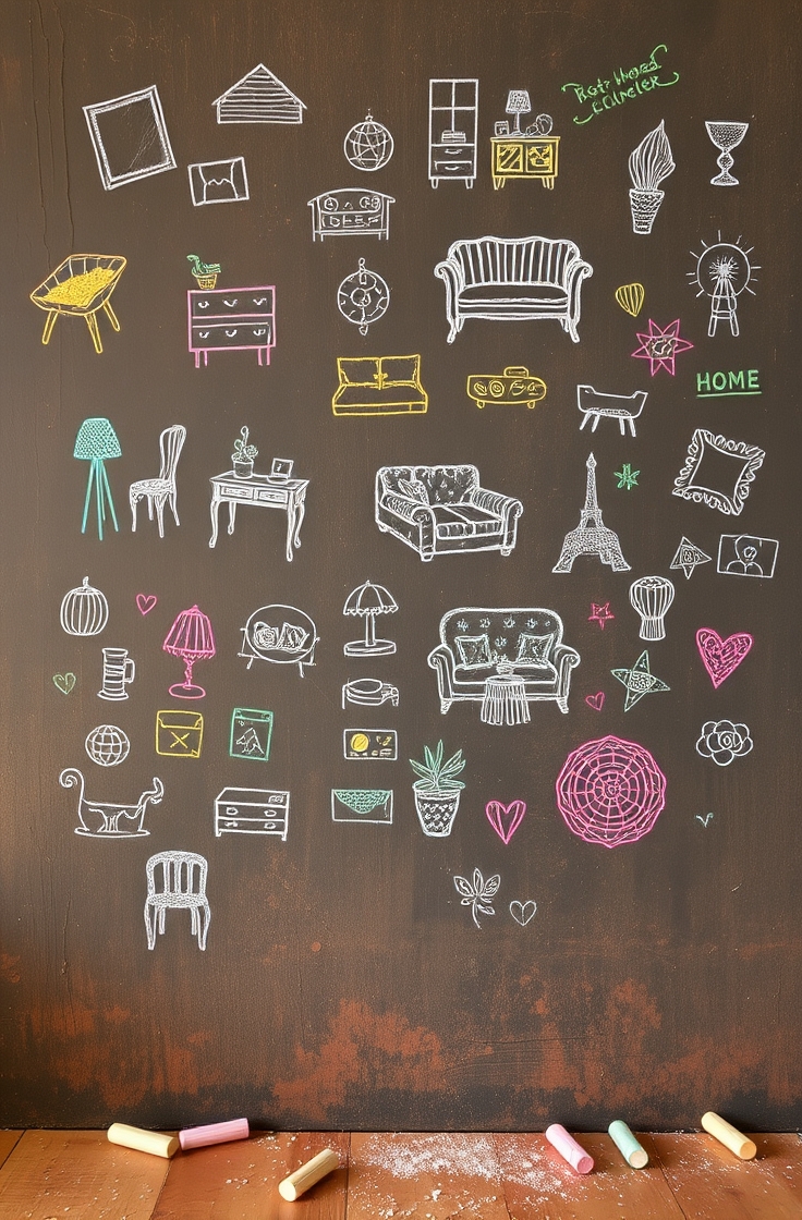 Chalkboard Wall with Drawings