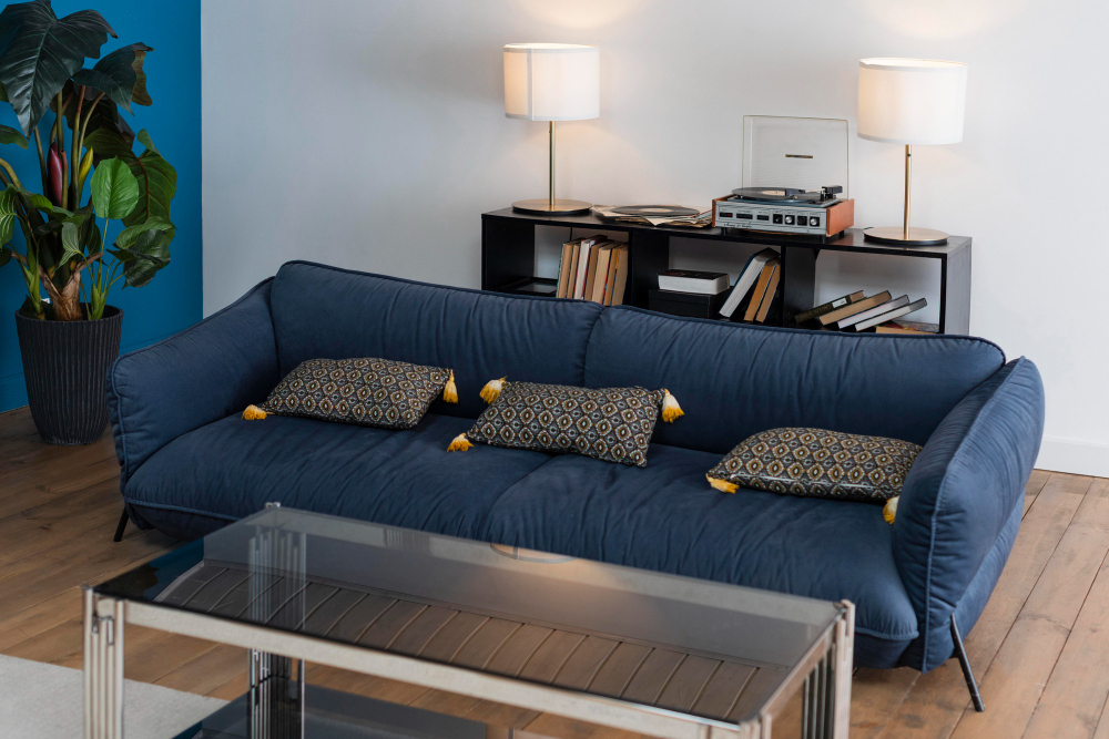 Home Decor Ideas with Blue Couch