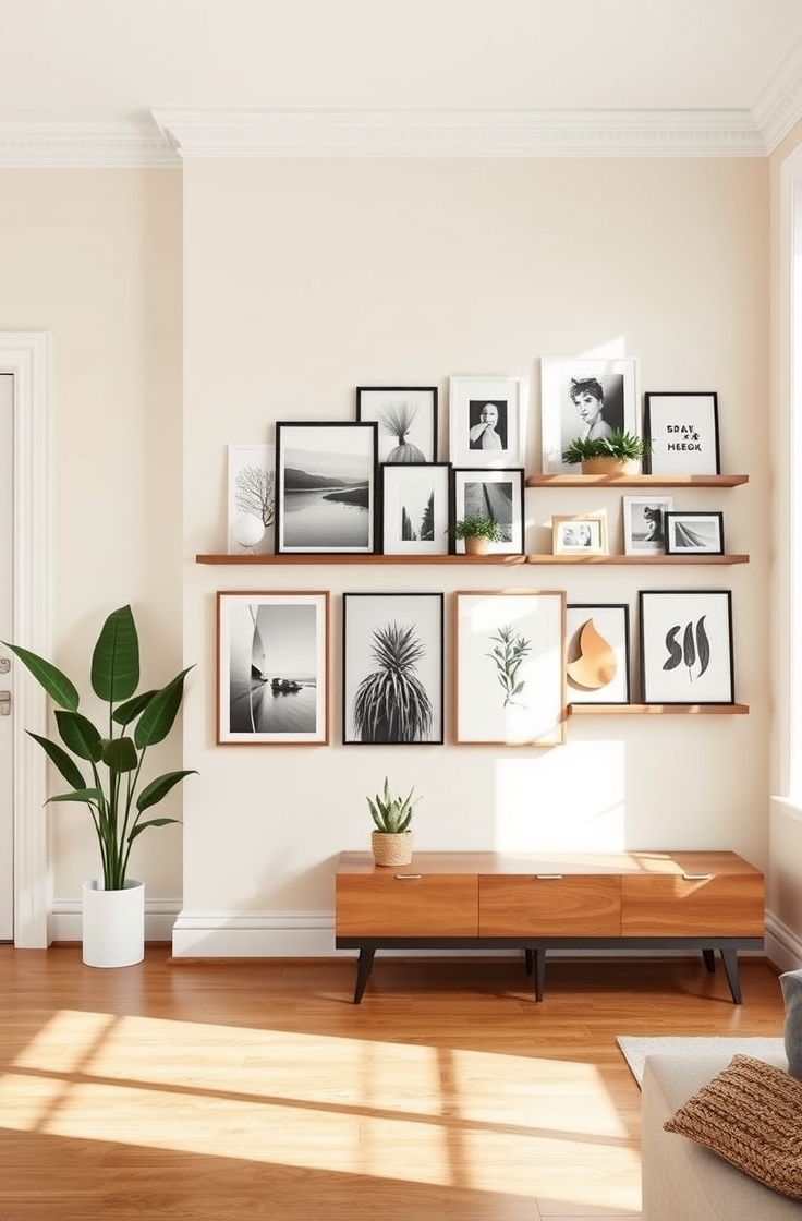 Hang MOSSLANDA Picture Ledges to Display Art