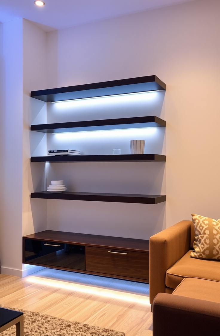 LED Strip Lights Under Shelves