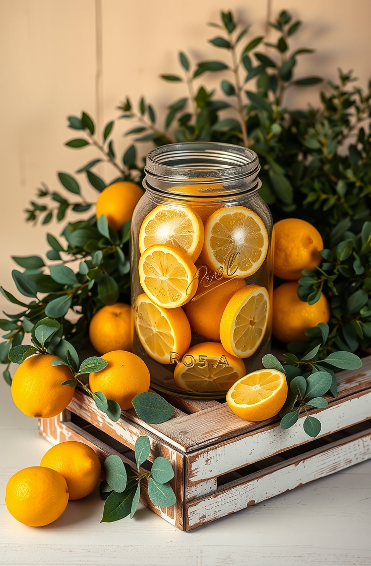 Lemon Mason Jar Display