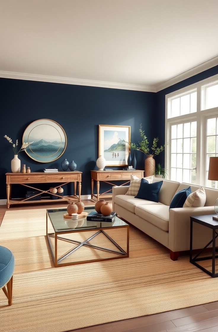 Navy Blue Accent Wall