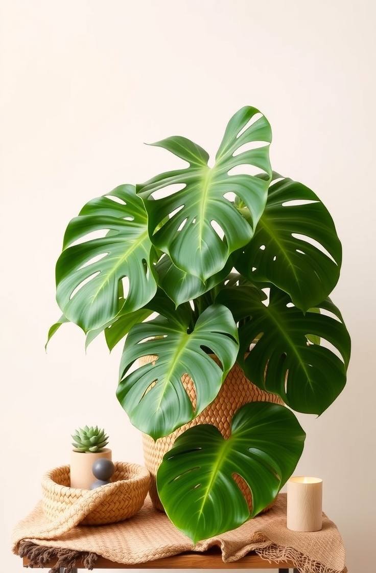 Place a Monstera in a Woven Basket