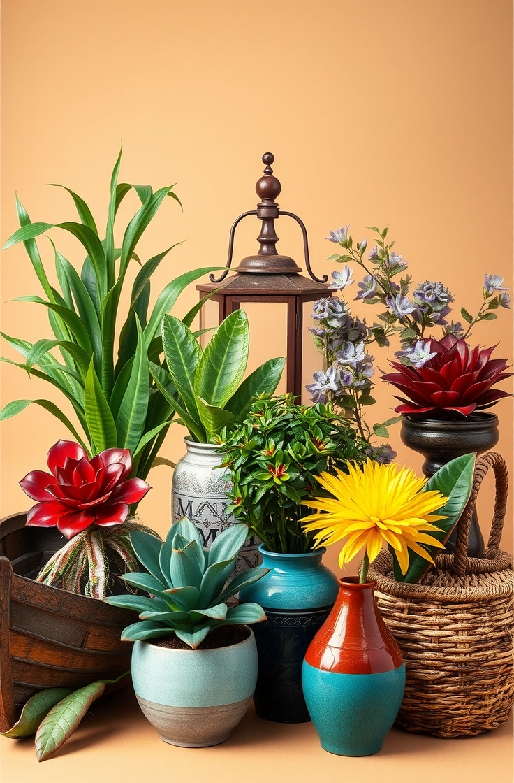 Use Fake Plants in Unusual Containers