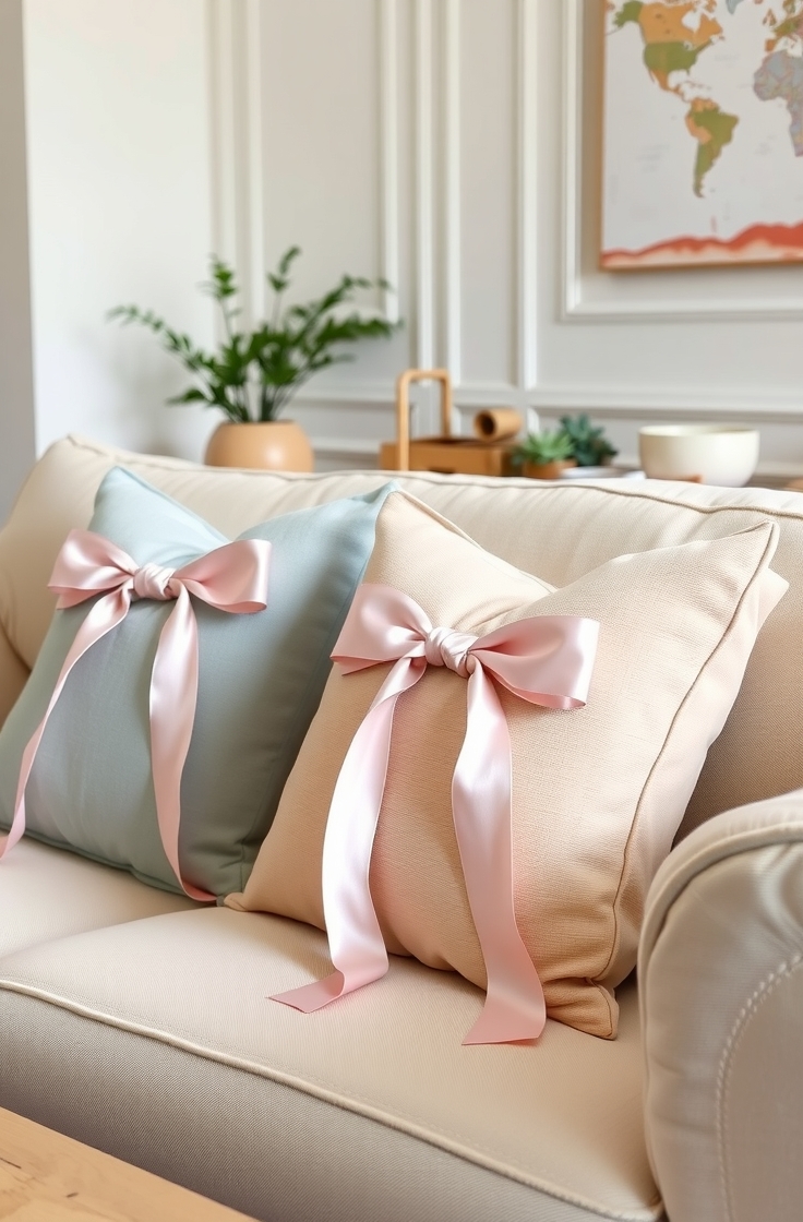 Add Ribbons to Pillows