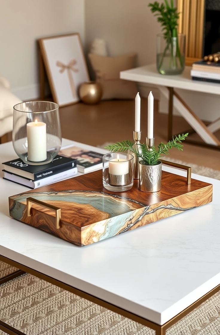 Resin and Wood Serving Trays