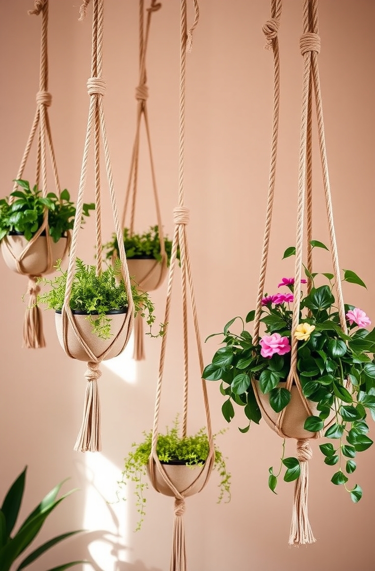 Rope-Wrapped Plant Hangers