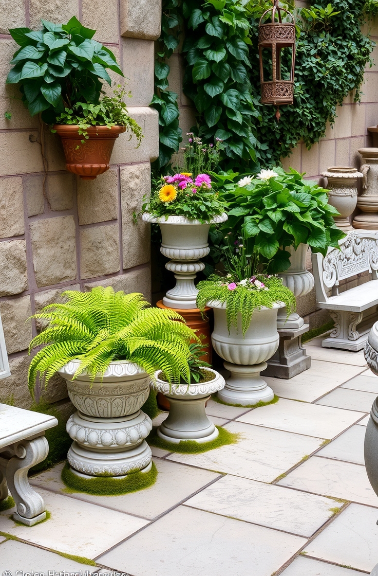 Stone Planters and Garden Decor