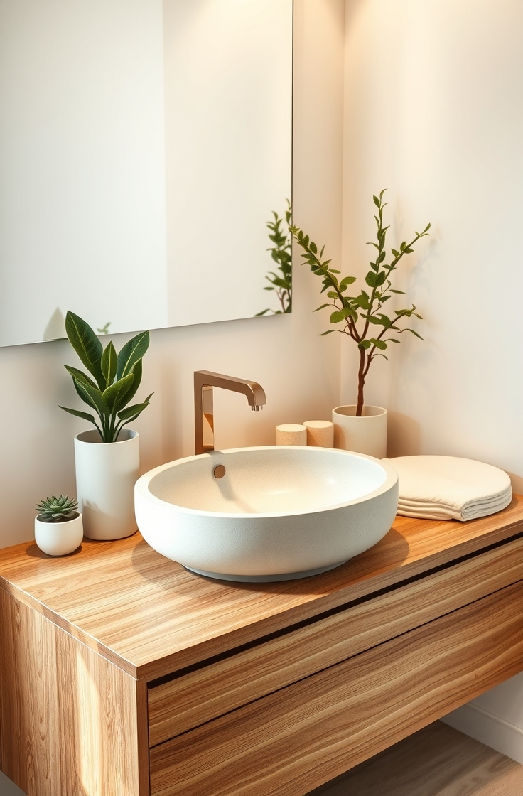 White Cement Bathroom Sink