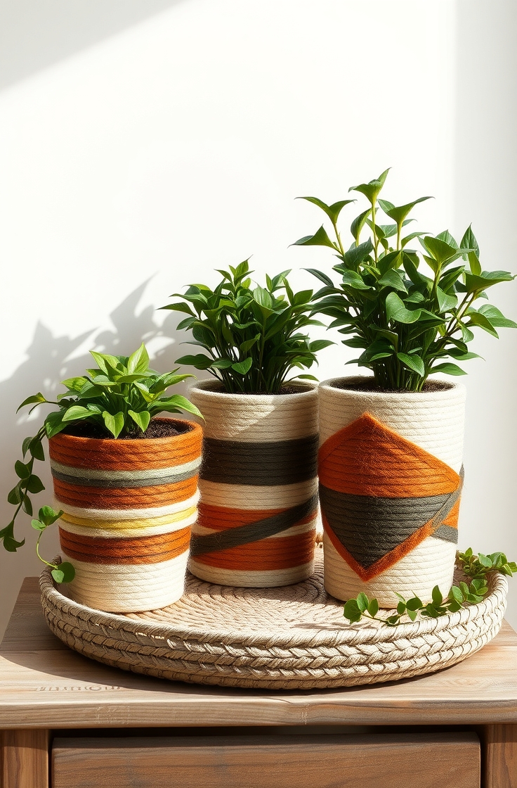 Wool Wrapped Plant Pots