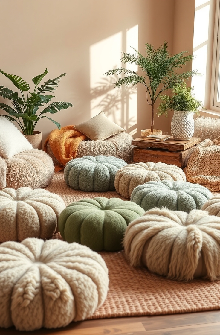 Woolen Poufs and Floor Cushions