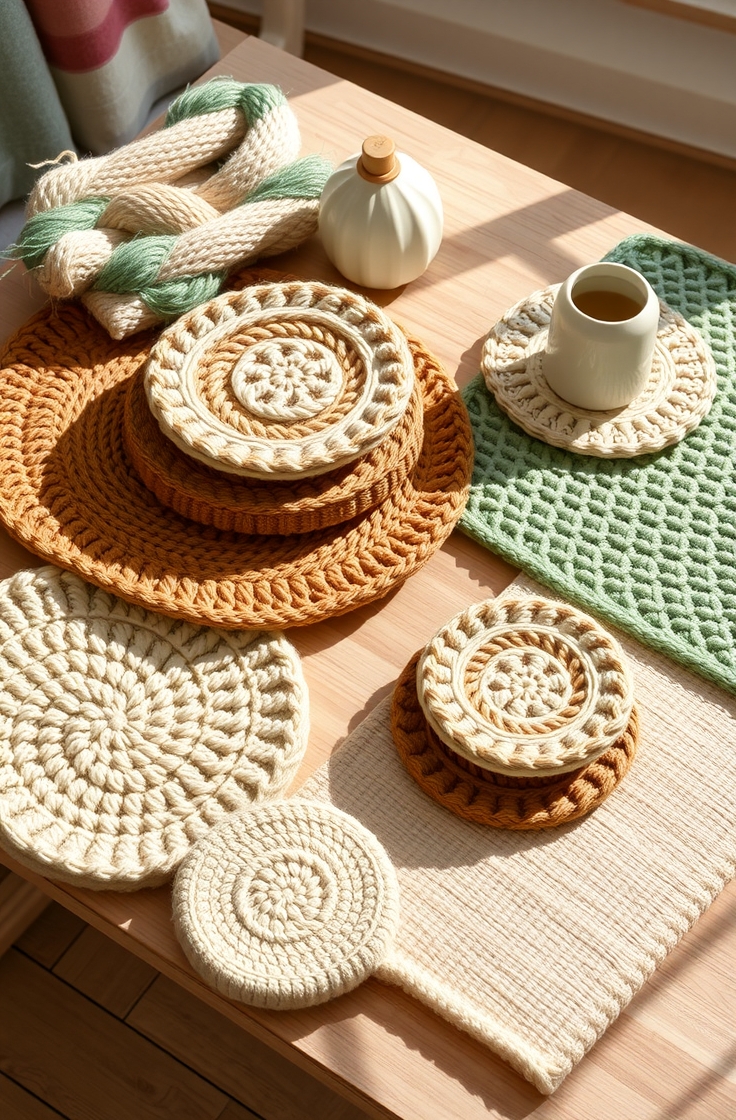 Woolen Table Mats and Coasters