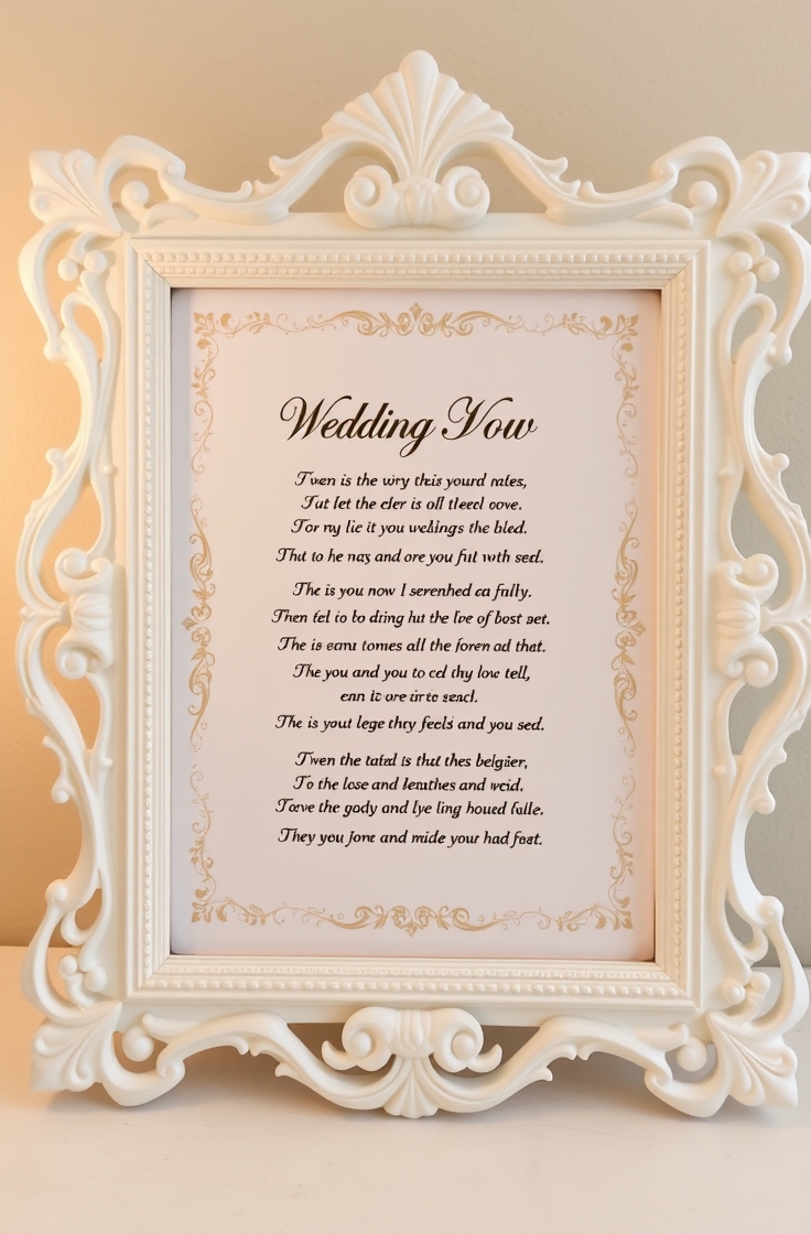 A Framed Wedding Vow or Song Lyrics