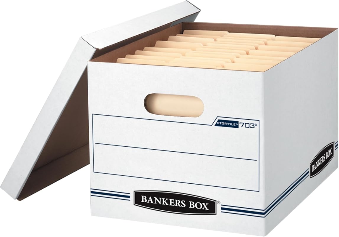 Bankers Box 4-Pack Basic Duty File Storage Boxes with Lids, Letter/Leg
