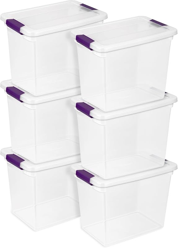 Sterilite 6-Pack 27 Quart ClearView Latch Box, Stackable Organizer Bin