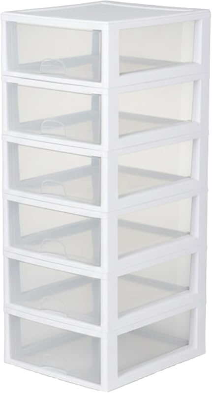 Sterilite 6-Pack 16 Qt. Clear Stackable Drawer Organizers for Clothes,