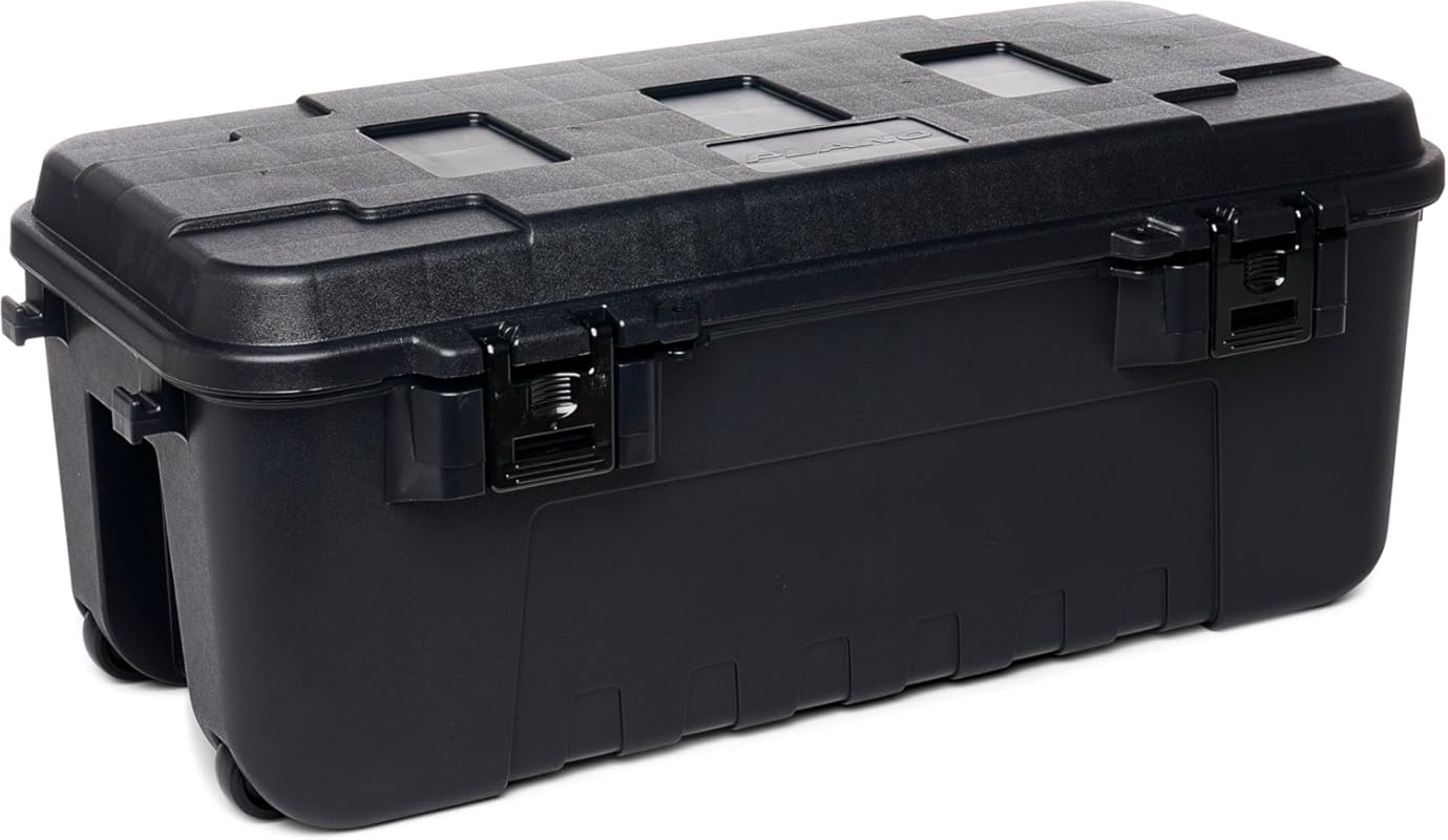 Plano Sportsman Trunk with Wheels, Black, 108-Quart, Lockable Storage 
