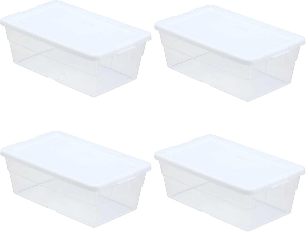 6 Quart Clear Plastic Storage Box – Compact 4-Pack for Organizing Smal