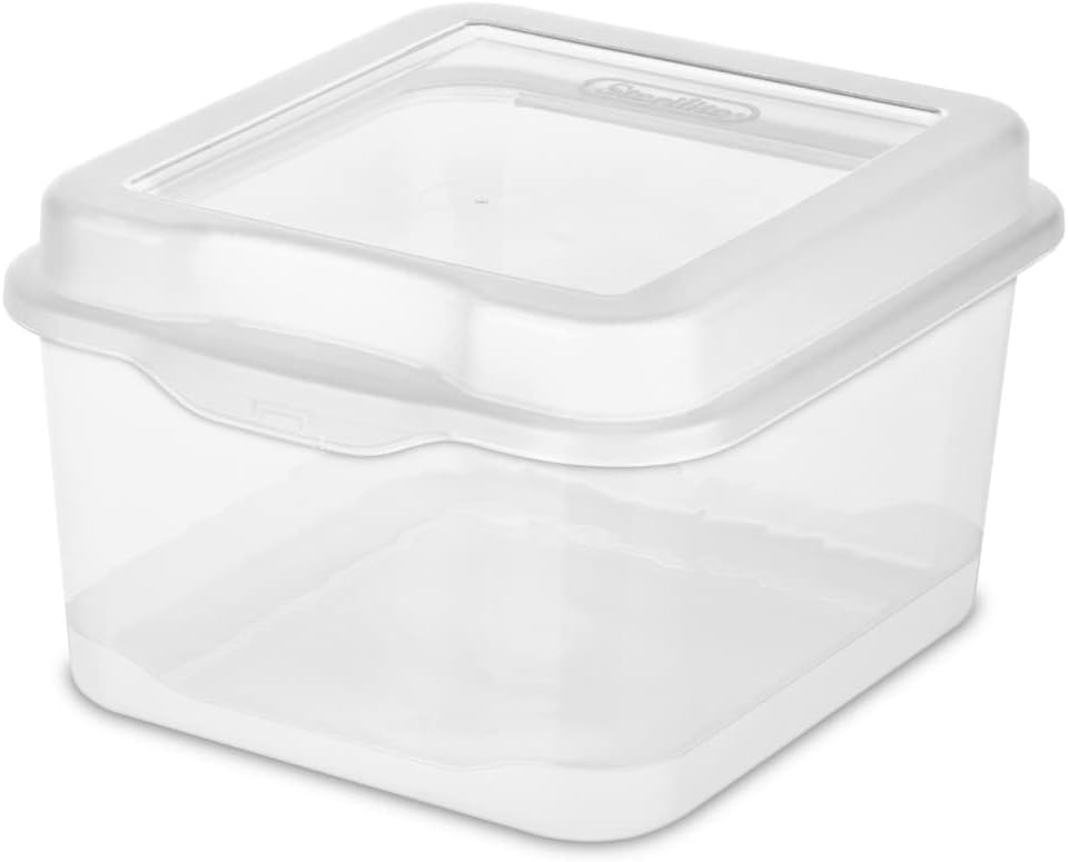 Sterilite FlipTop, Stackable Small Storage Bin with Hinging Lid, Plast