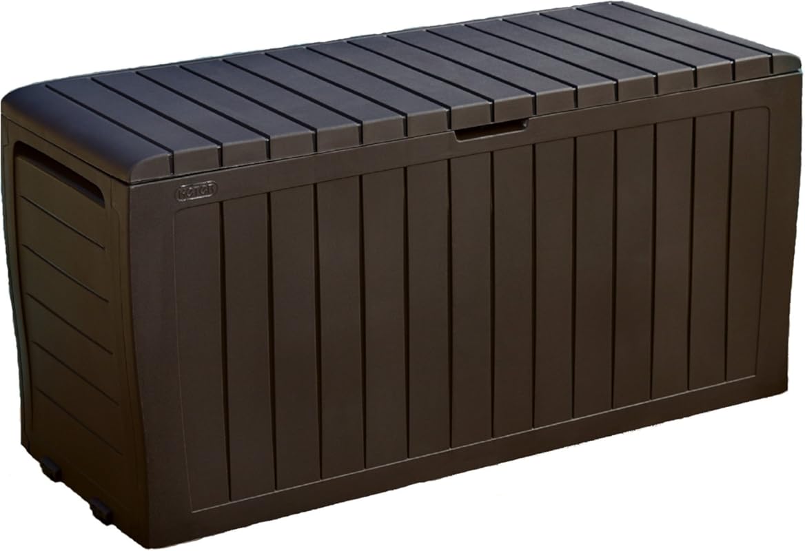 71-Gallon Resin Outdoor Storage Box – Ideal for Patio Cushions, Tools,