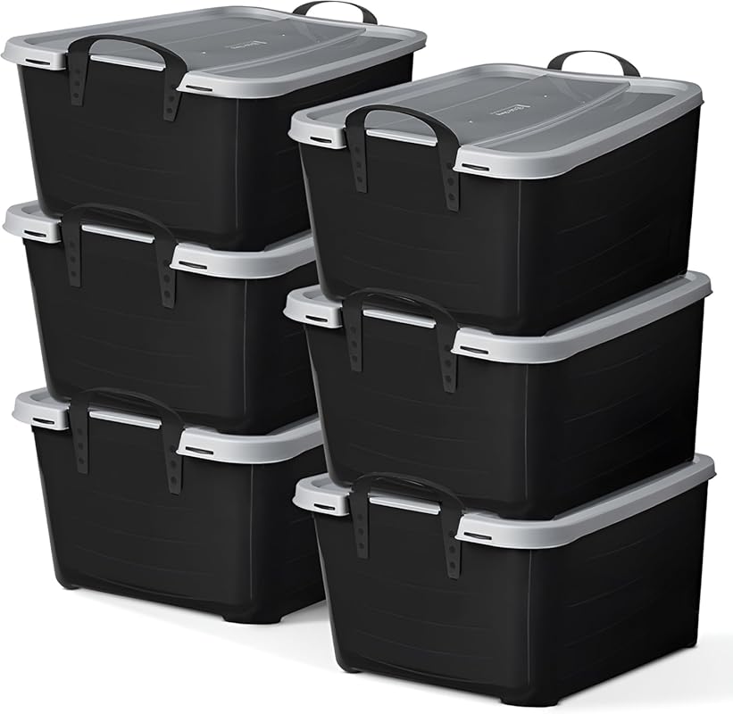 Life Story 6 Pack Heavy Duty Stackable Storage Bin, 55 Quart Home Orga