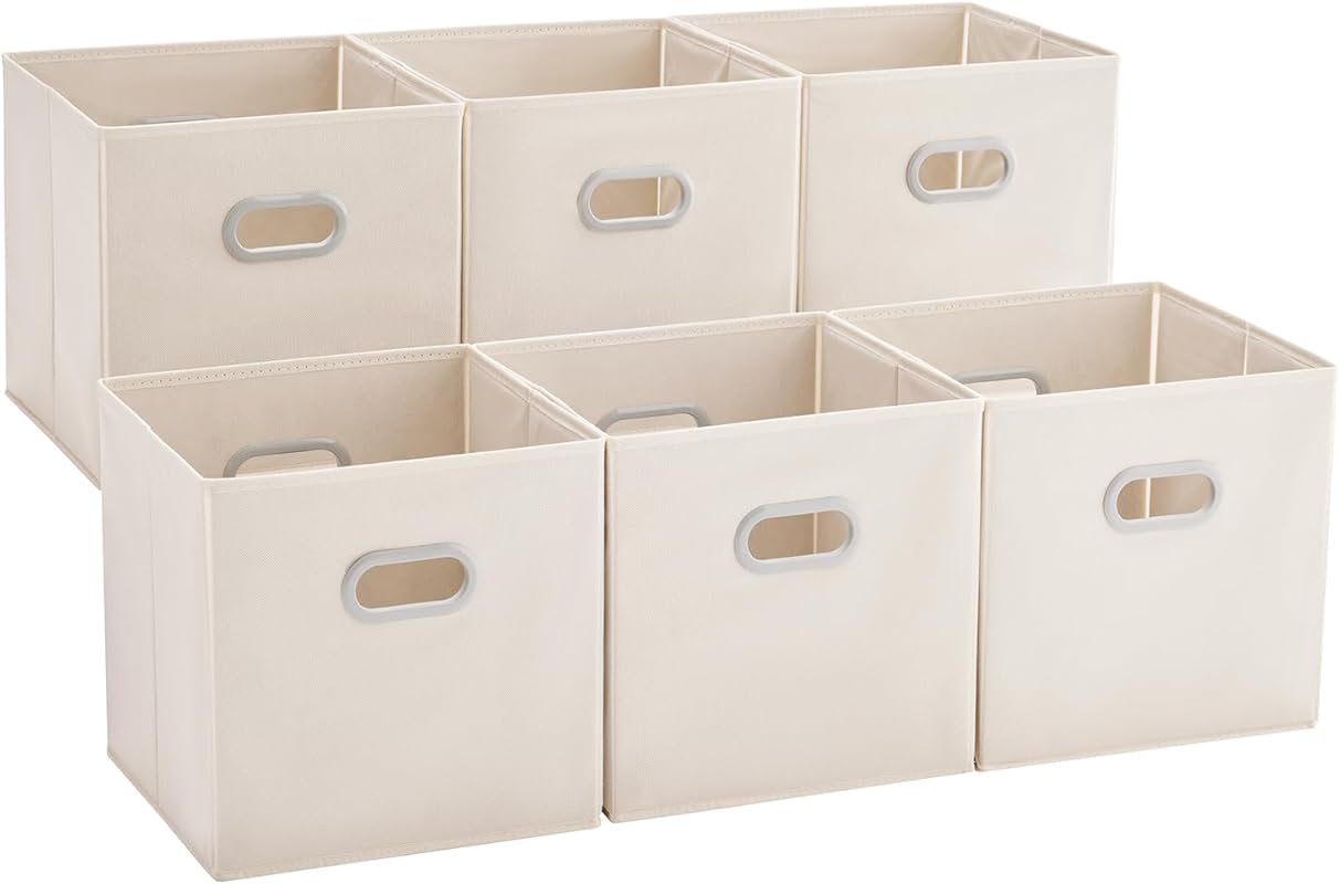 MAX Houser 6 Pack Foldable Fabric Storage Bins with Handles - Ideal fo