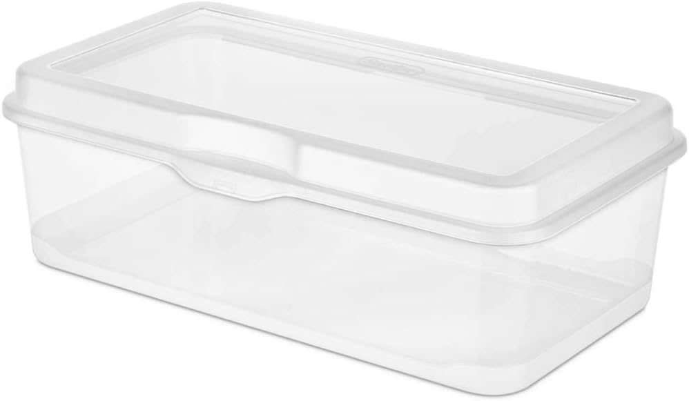 Sterilite Large FlipTop, Stackable Small Storage Bin with Hinging Lid,