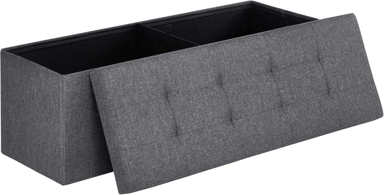 Folding Ottoman Storage Bench for Living Room, Bedroom, or Entryway in