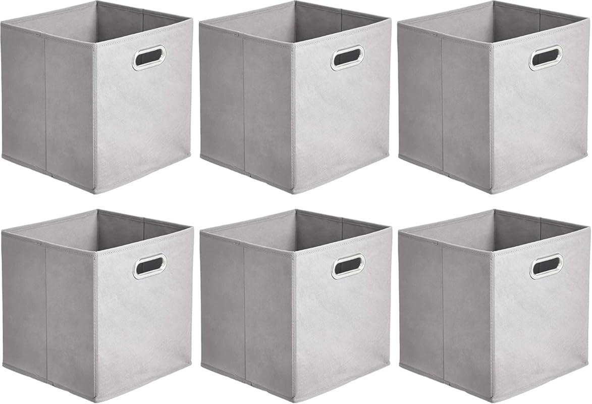 Amazon Basics Collapsible Cube Storage Organizer Bins, 6-Pack, 10.5 x