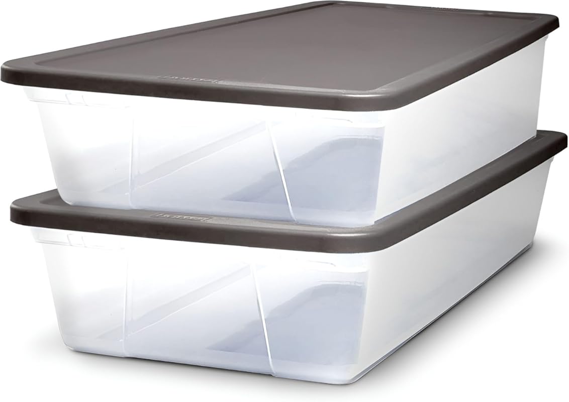 HOMZ 2-Pack 28 Quart Clear Stackable Plastic Storage Bins with Snaploc