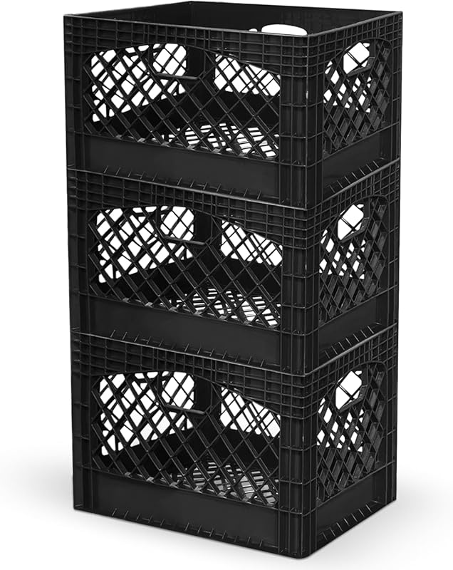 Juggernaut Storage 3-Pack 24-Quart Heavy-Duty Plastic Stackable Milk C