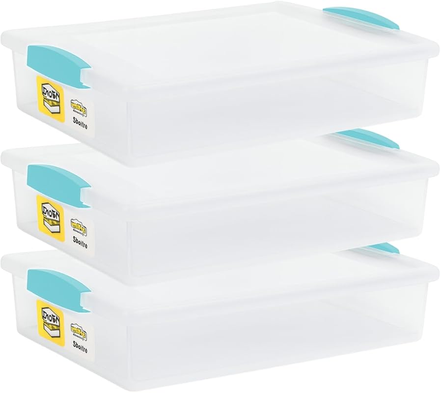 Large 6 Quart Plastic Storage Containers with Lids, 14 x 11 x 3 Inches