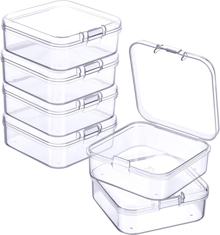 6-Pack Clear Mini Plastic Storage Boxes for Beads, Jewelry, and Small 