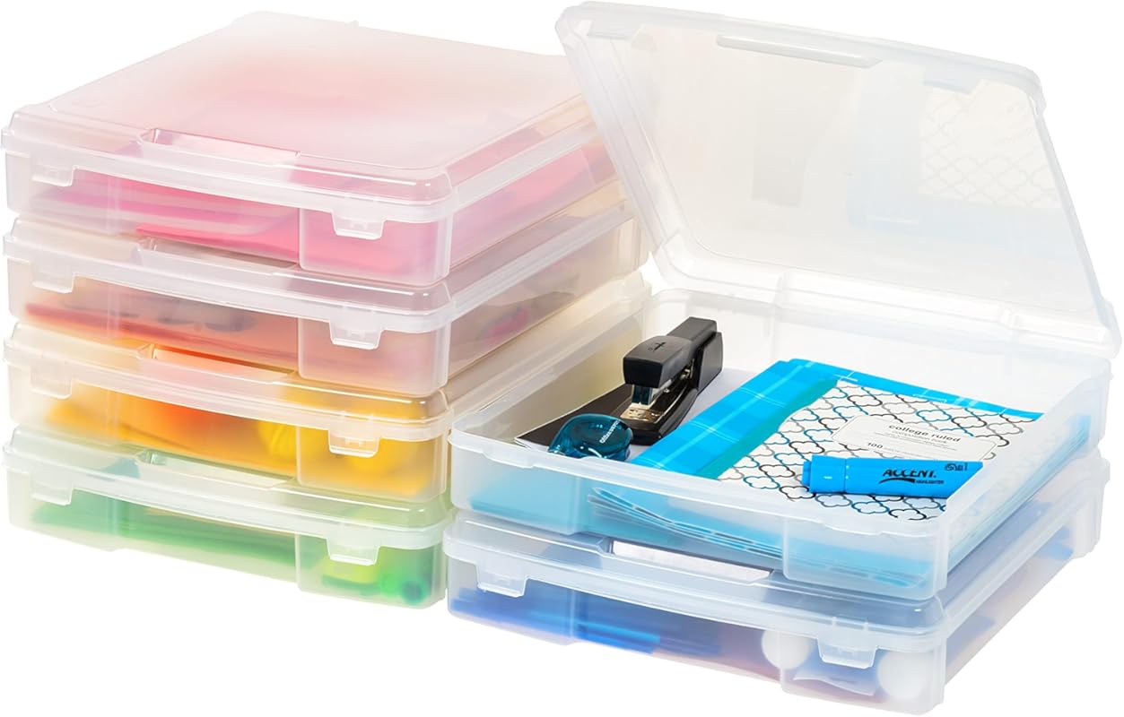 12 x 12 Plastic Scrapbook Paper Storage Case with Handle, Clear, 6-Pac