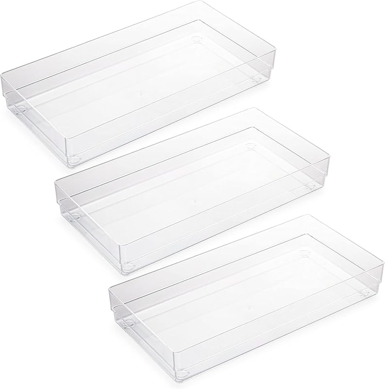 12 x 6 x 2 clear plastic drawer organizer set of 3