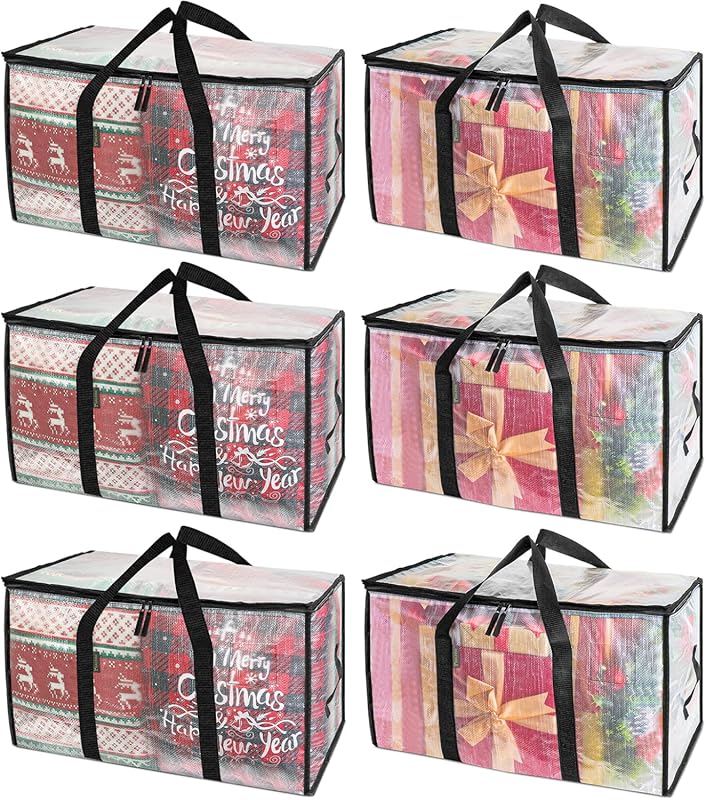 Clear Heavy-Duty Plastic Storage Totes with Reinforced Handles, 6-Pack