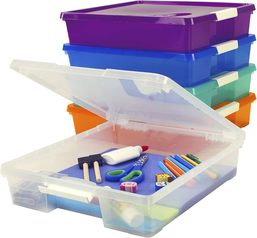 Storex Classroom Craft Project Box – Stacking Plastic Organizer Fits 1