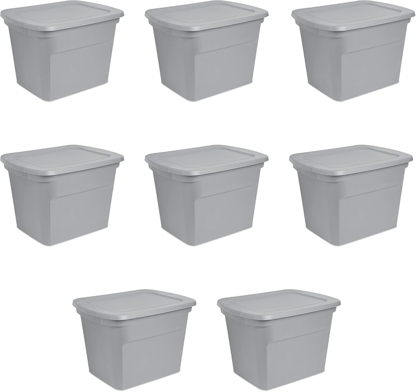 Sterilite 18 Gal Storage Tote, Stackable Bin with Lid, Plastic Contain