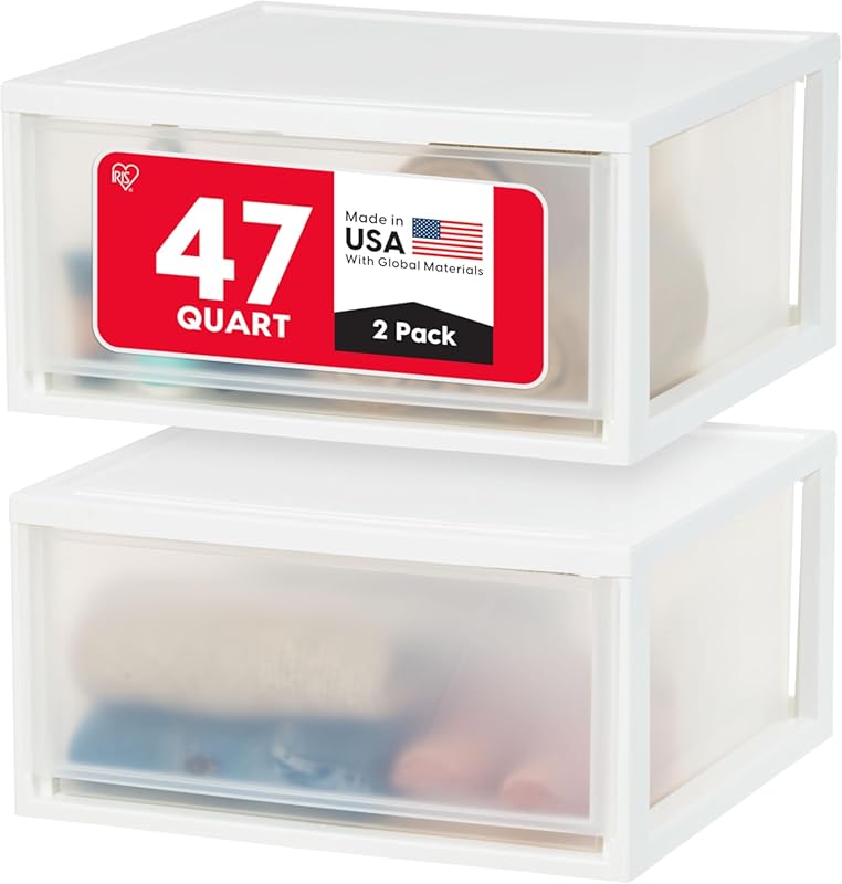 IRIS USA 47 Qt. Extra-Large Stackable Storage Drawer Plastic Drawer Or