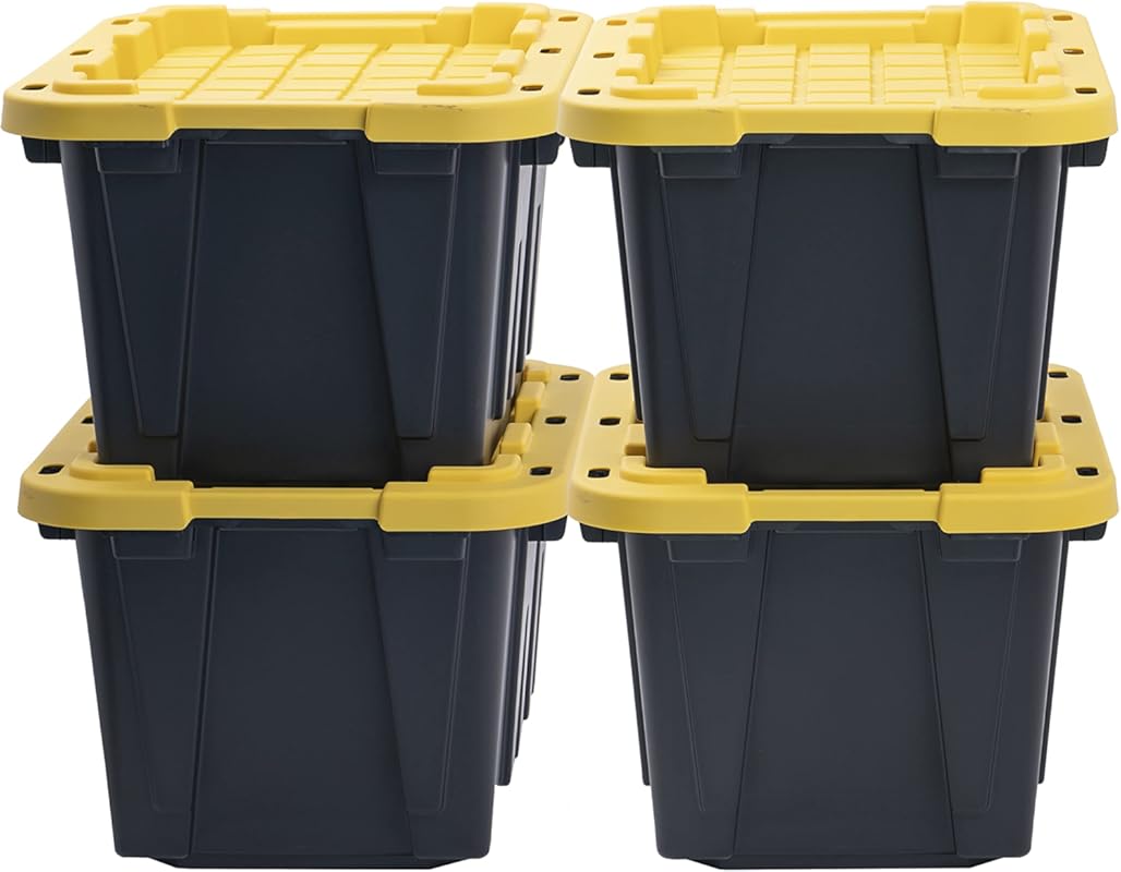 CX BLACK & YELLOW, 12-Gallon Heavy Duty Tough Storage Container & Snap