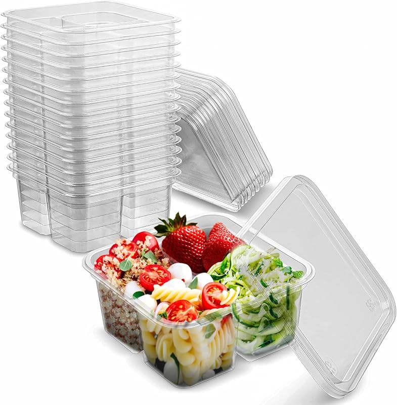 MT Products Clear 4 Compartment Meal Prep 6