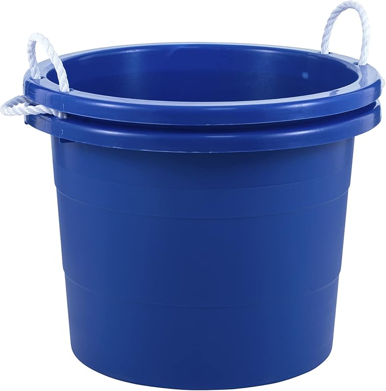 United Solutions Easy-Access Storage Rope Handle Tub, 19 Gallon, Blue,