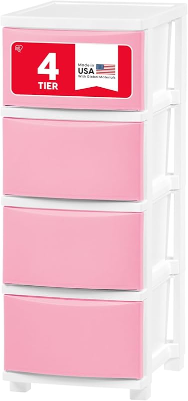 IRIS USA Plastic Drawer Storage Organizer, 4-Drawers, for Classroom Ar