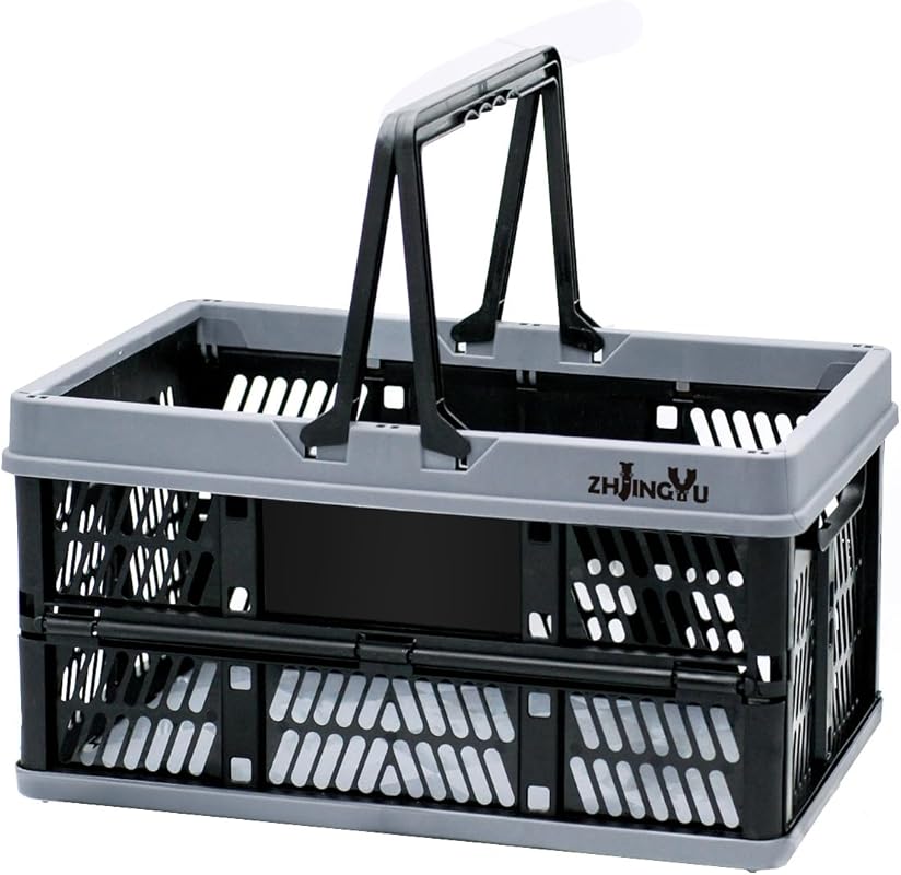 plastic baskets with handles 20L,collapsible crates for storage,14.96