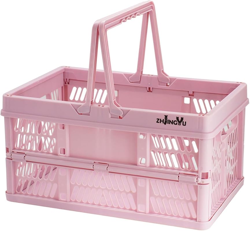 Pink crates for storage,plastic baskets for organizing,14.96