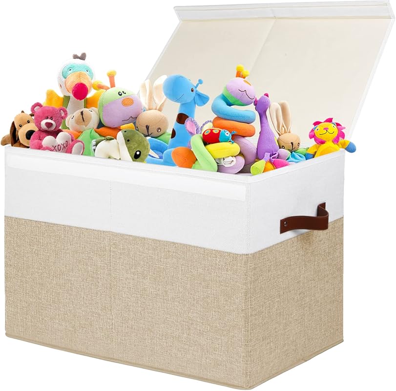 Large Toy Storage Box with Lid, Sturdy Toys Storage Chest Bin Organize