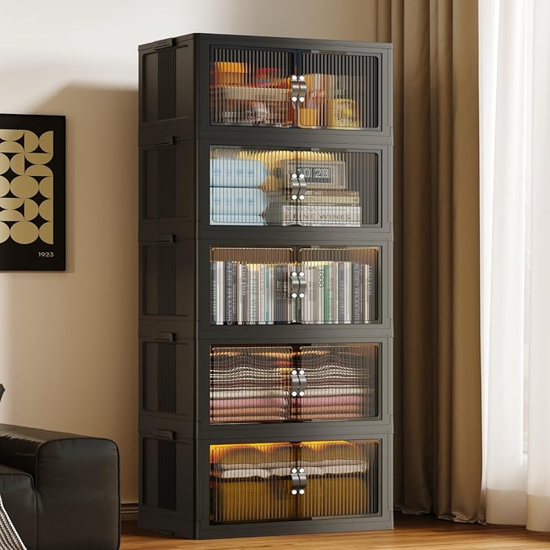 SAILUN Collapsible Stackable Storage Bins with Lid and Door for Blanke