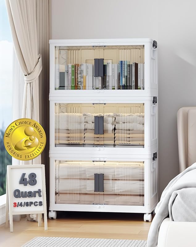 OlarHike 144QT Lockable Storage Bins with Lids - Folding Storage box w