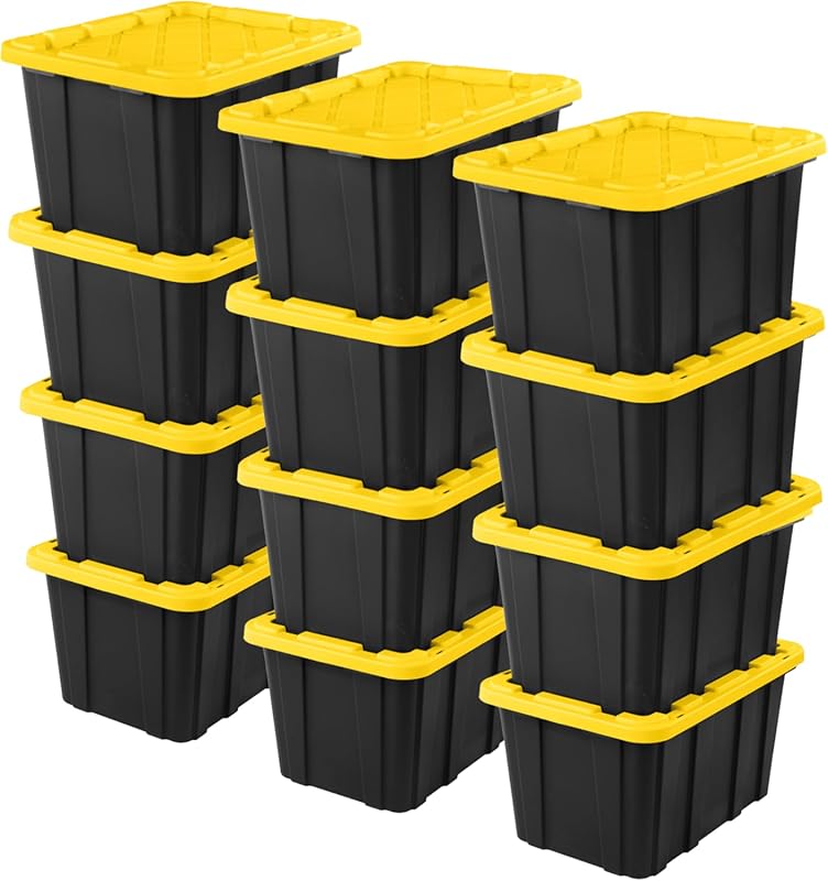 Sterilite 12-Pack 27-Gallon Plastic Storage Bins with Lids for Home an