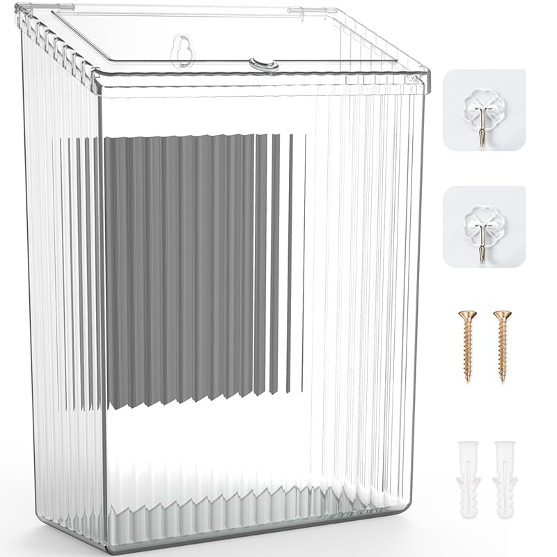 Slim Magnetic Wall Storage Bin with Lid for Kitchen, Bathroom, or Laun